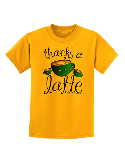 Thanks a Latte - Cute Mug Childrens T-Shirt-Childrens T-Shirt-TooLoud-Gold-X-Small-Davson Sales