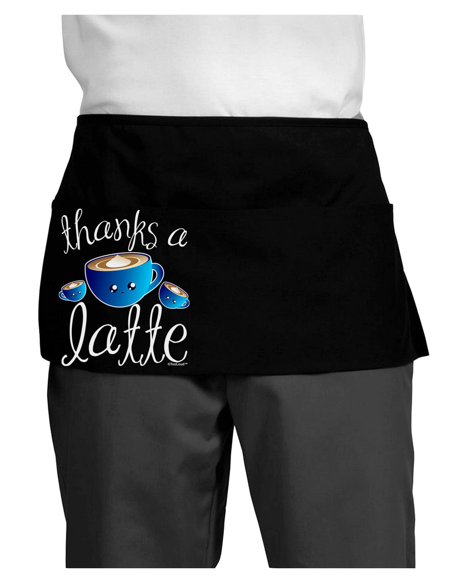 Thanks a Latte - Cute Mug Dark Adult Mini Waist Apron, Server Apron-Mini Waist Apron-TooLoud-Black-One-Size-Davson Sales