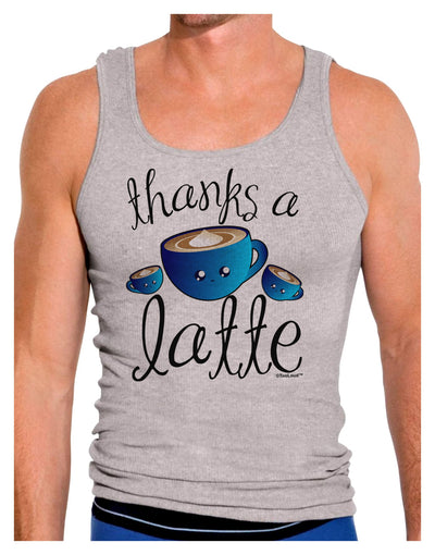 Thanks a Latte - Cute Mug Mens Ribbed Tank Top-Mens Ribbed Tank Top-TooLoud-Heather-Gray-Small-Davson Sales