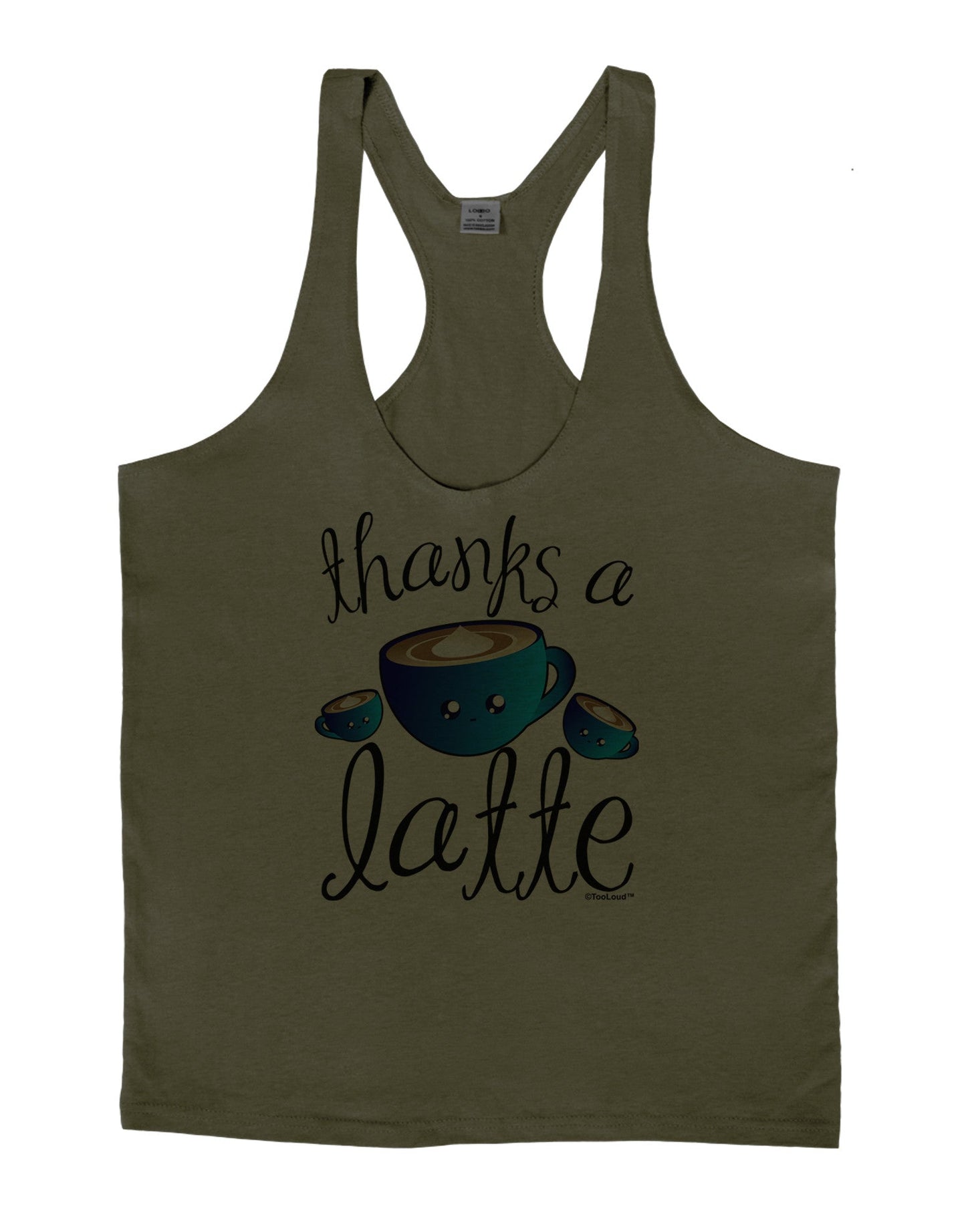 Thanks a Latte - Cute Mug Mens String Tank Top-Men's String Tank Tops-LOBBO-Army-Green-Small-Davson Sales