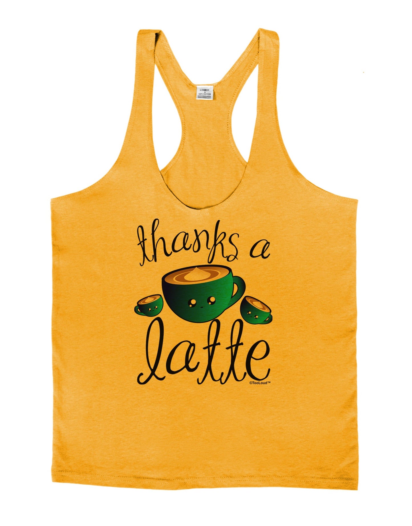 Thanks a Latte - Cute Mug Mens String Tank Top-Men's String Tank Tops-LOBBO-Gold-Small-Davson Sales