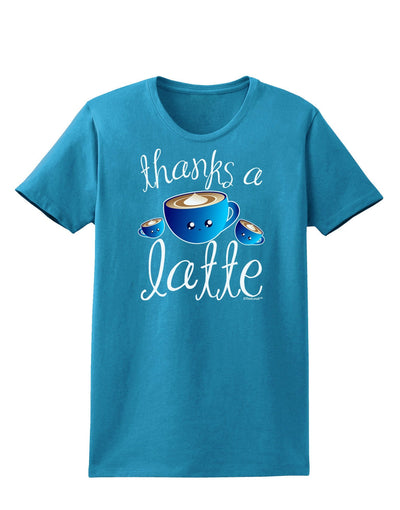 Thanks a Latte - Cute Mug Womens Dark T-Shirt-TooLoud-Turquoise-X-Small-Davson Sales