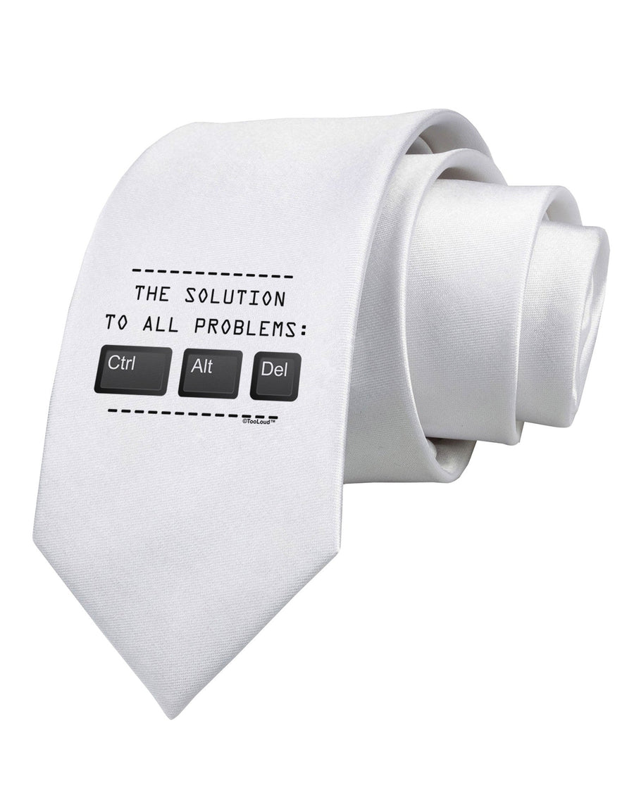 The Solution - Ctrl Alt Del Printed White Necktie