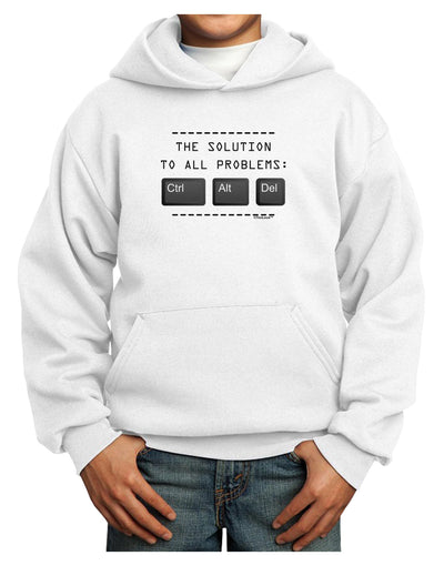 The Solution - Ctrl Alt Del Youth Hoodie Pullover Sweatshirt-Youth Hoodie-TooLoud-White-XS-Davson Sales