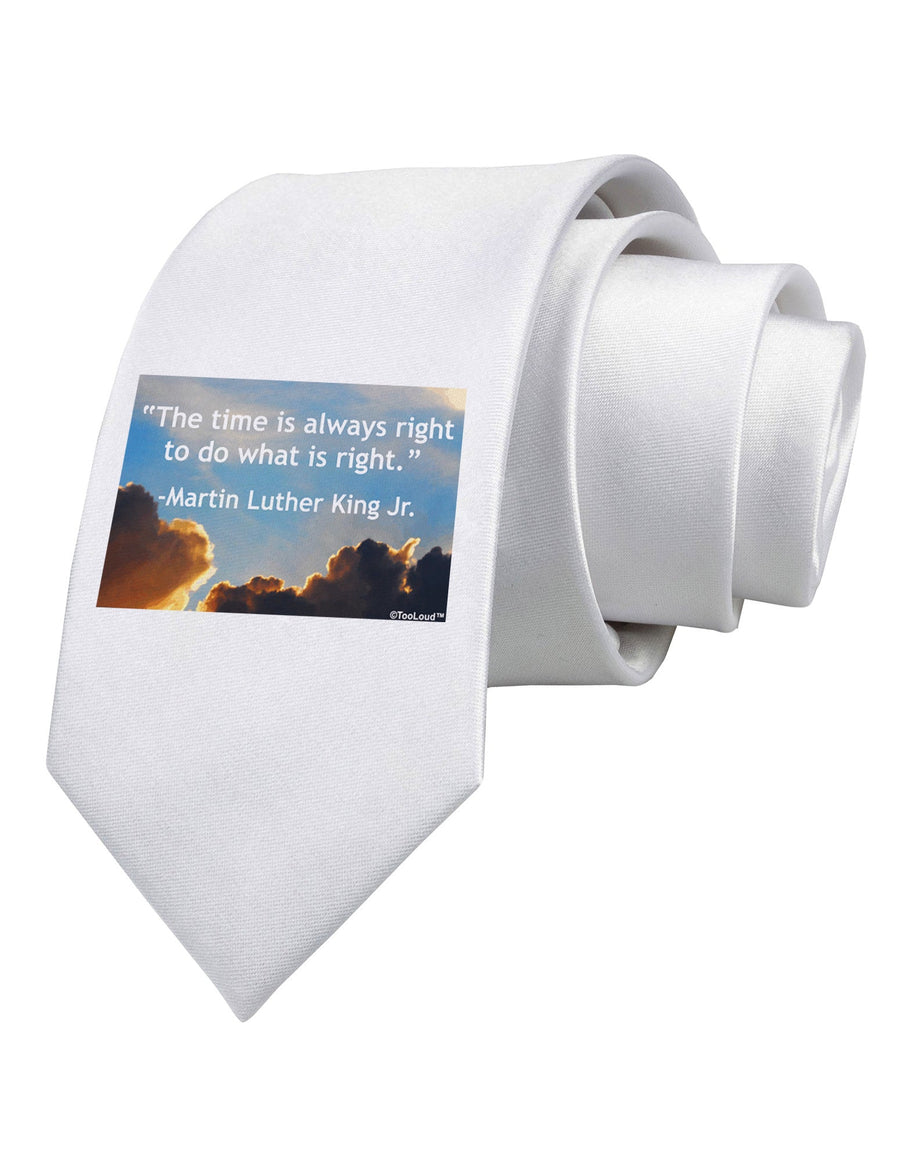 The Time Is Always Right Printed White Necktie