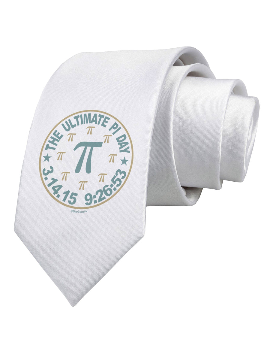 The Ultimate Pi Day Emblem Printed White Necktie by TooLoud