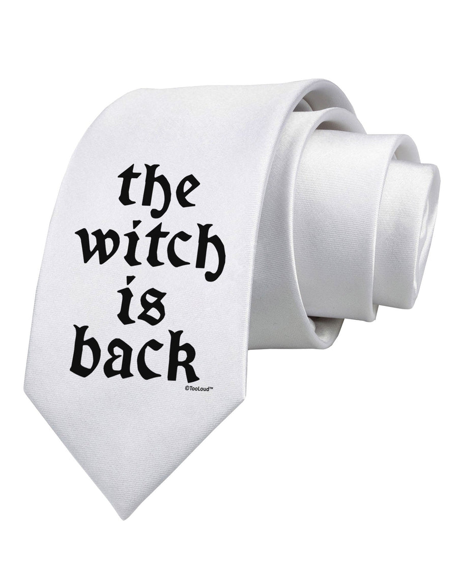 The Witch Is Back Printed White Necktie by TooLoud