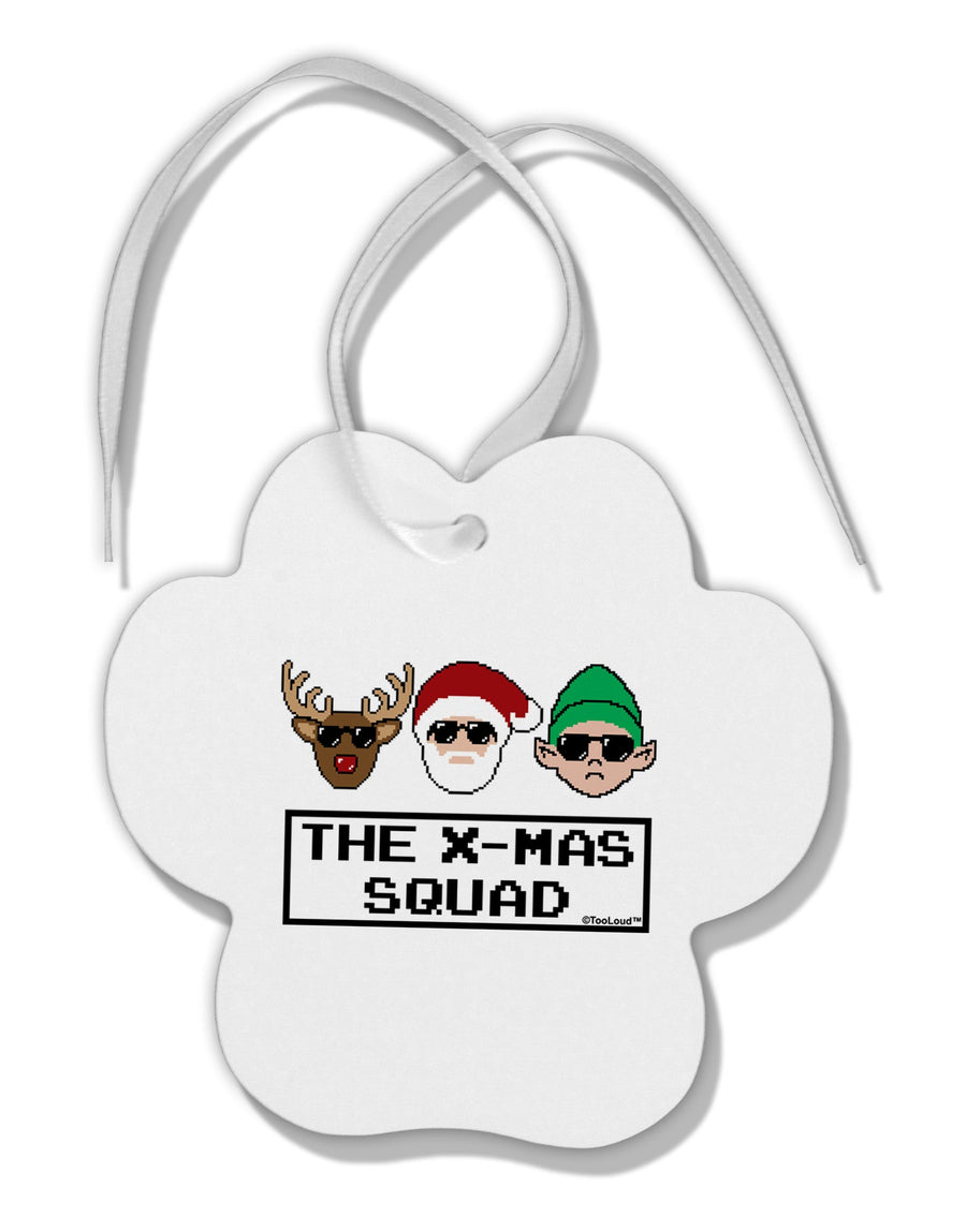 The X-mas Squad Text Paw Print Shaped Ornament-Ornament-TooLoud-White-Davson Sales