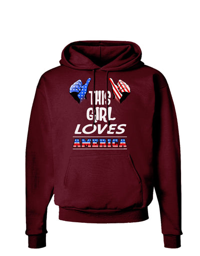 This Girl Loves America Dark Hoodie Sweatshirt-Hoodie-TooLoud-Maroon-Small-Davson Sales