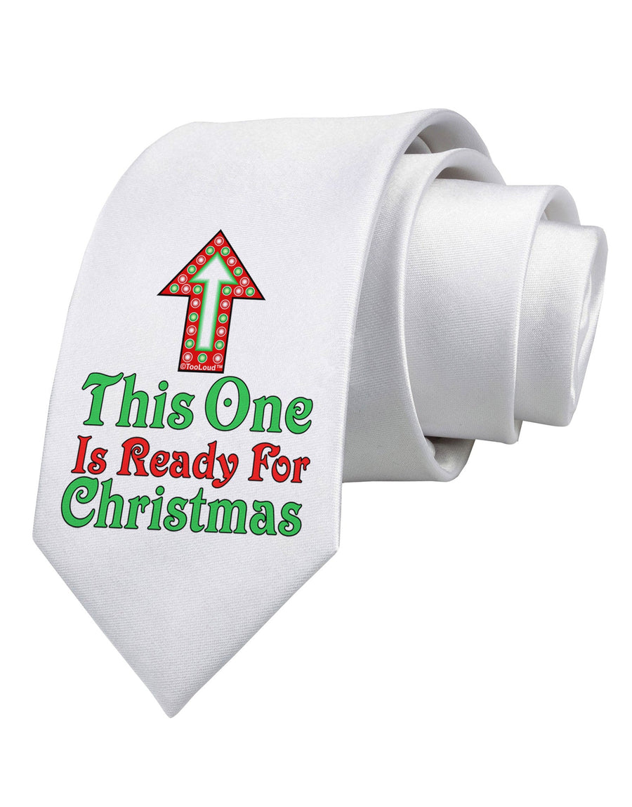 This One Is Ready For Christmas Printed White Necktie