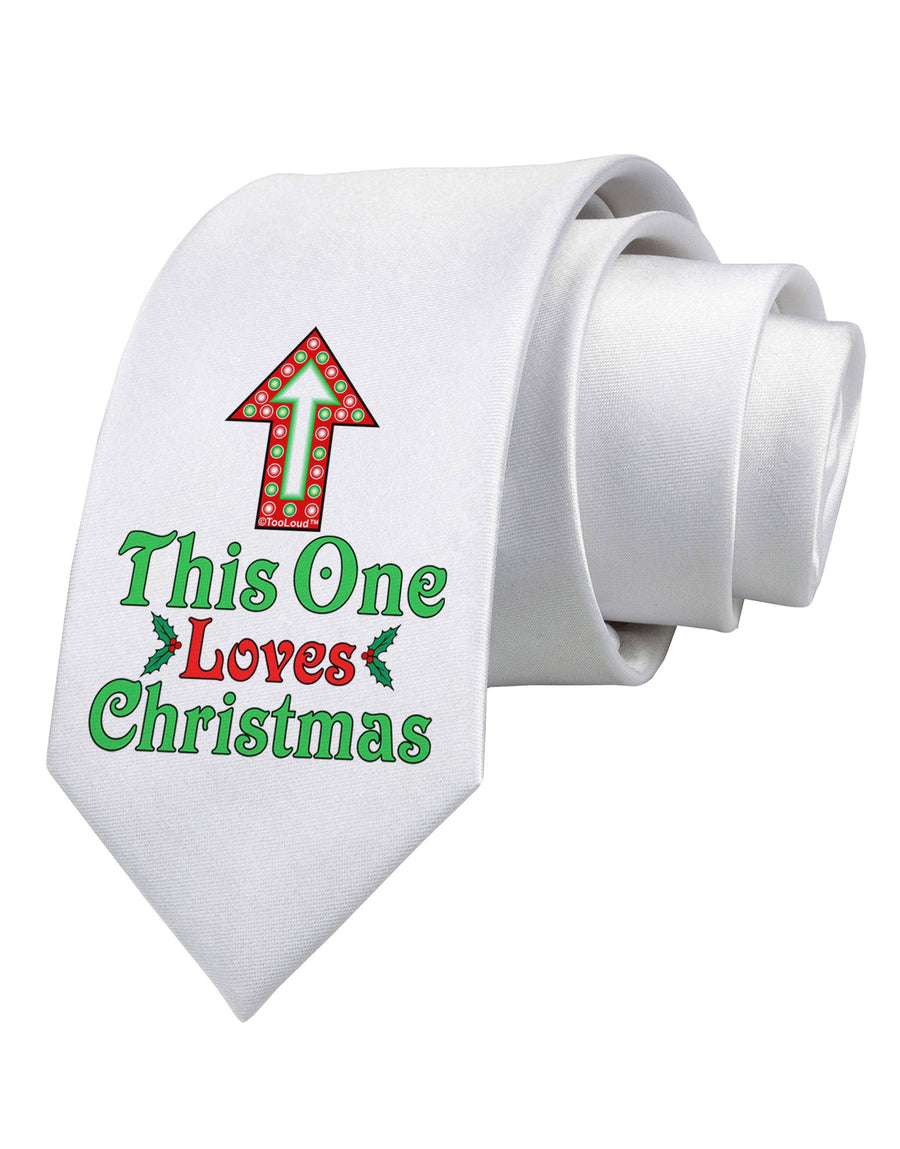 This One Loves Christmas Cute Printed White Necktie