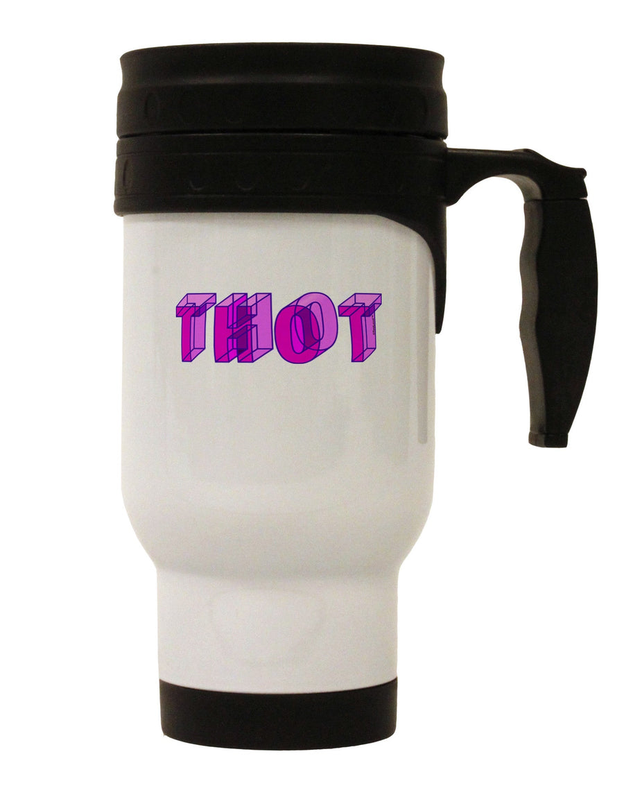 THOT Artistic Text Stainless Steel 14oz Travel Mug-Travel Mugs-TooLoud-White-Davson Sales