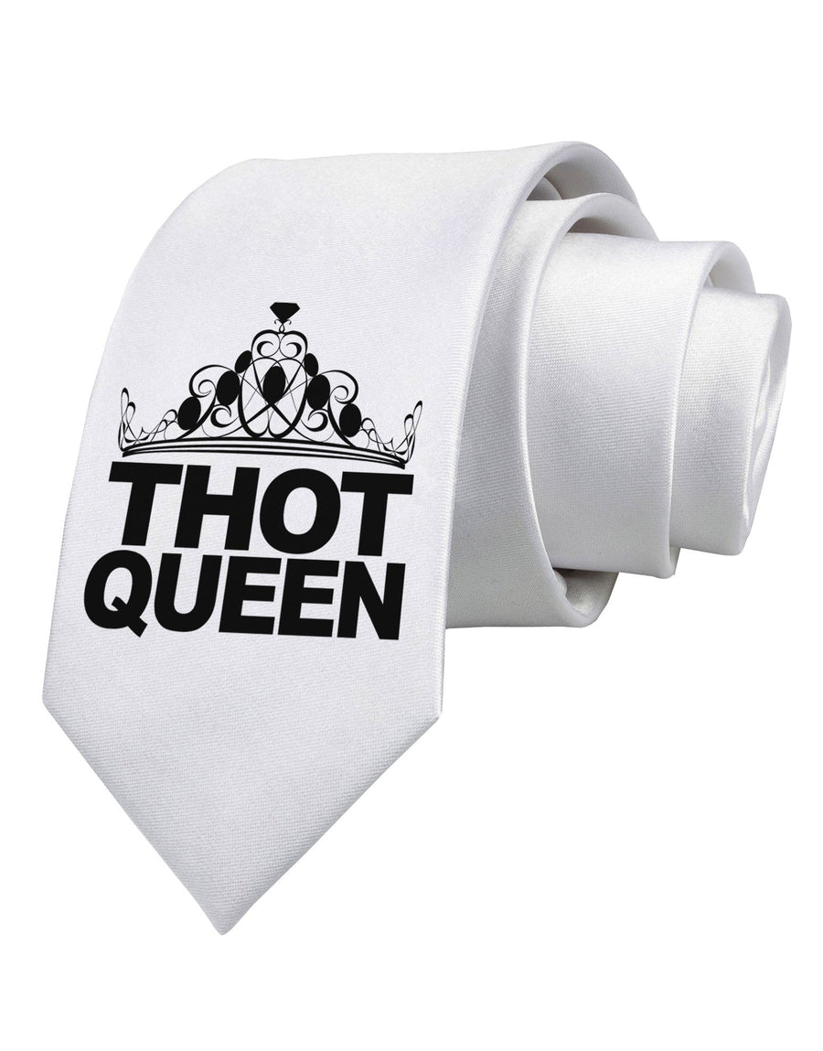 THOT Queen Printed White Necktie