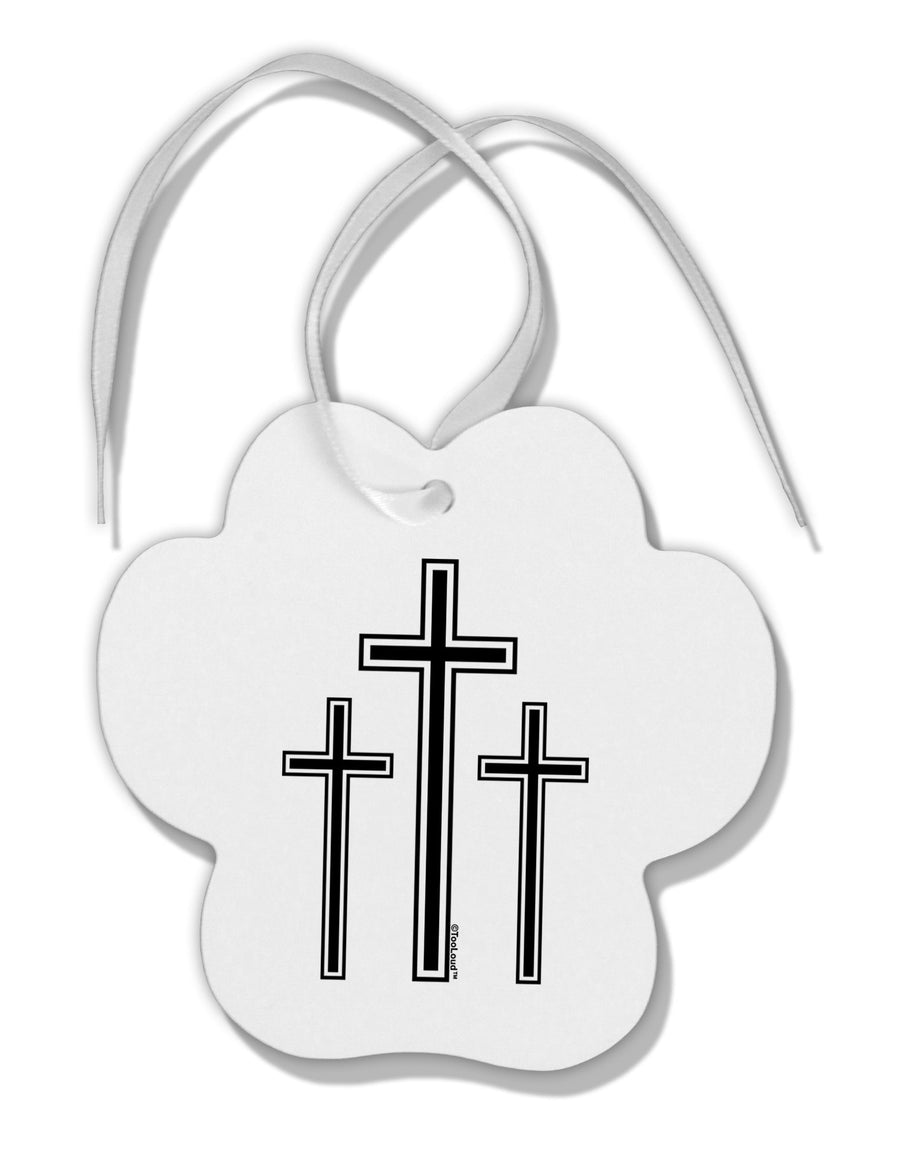 Three Cross Design - Easter Paw Print Shaped Ornament by TooLoud-Ornament-TooLoud-White-Davson Sales