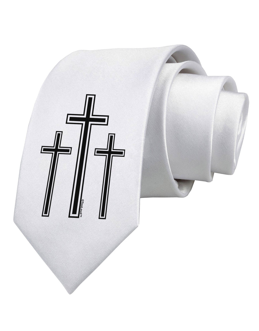 Three Cross Design - Easter Printed White Necktie by TooLoud