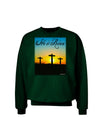 Three Crosses Sunrise - He Is Risen Adult Dark Sweatshirt by TooLoud-Sweatshirts-TooLoud-Deep-Forest-Green-Small-Davson Sales