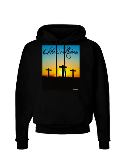 Three Crosses Sunrise - He Is Risen Dark Hoodie Sweatshirt by TooLoud-Hoodie-TooLoud-Black-Small-Davson Sales