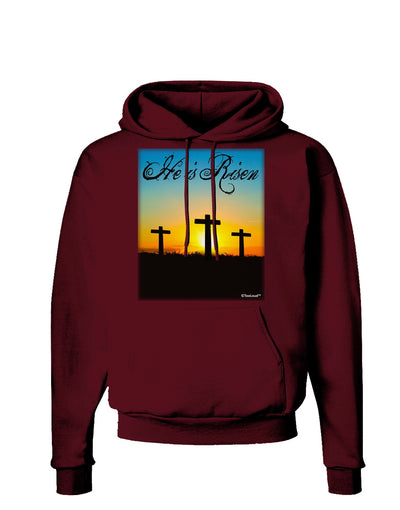 Three Crosses Sunrise - He Is Risen Dark Hoodie Sweatshirt by TooLoud-Hoodie-TooLoud-Maroon-Small-Davson Sales