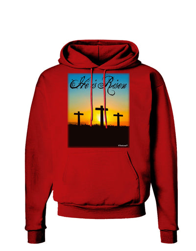 Three Crosses Sunrise - He Is Risen Dark Hoodie Sweatshirt by TooLoud-Hoodie-TooLoud-Red-Small-Davson Sales