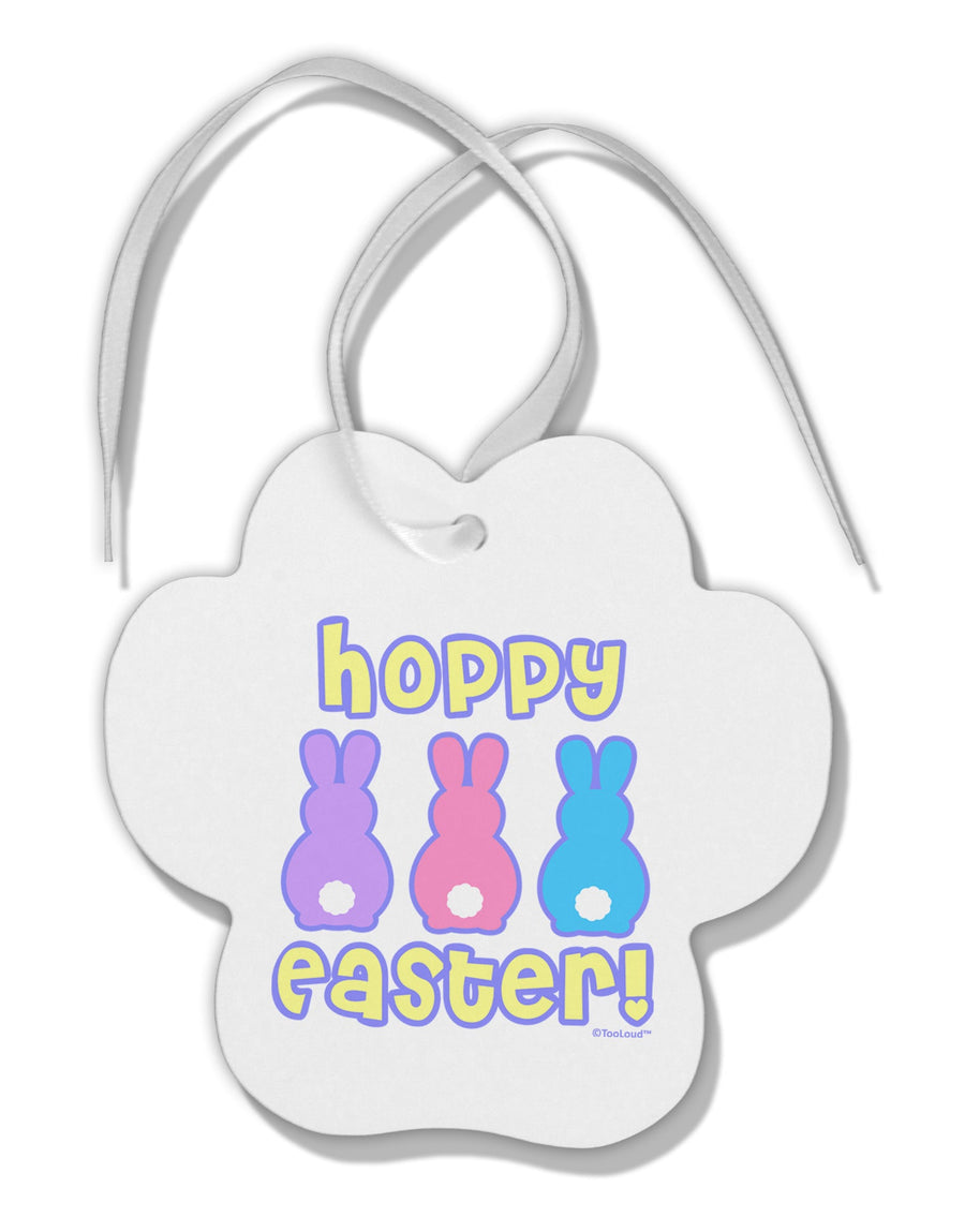 Three Easter Bunnies - Hoppy Easter Paw Print Shaped Ornament by TooLoud-Ornament-TooLoud-White-Davson Sales