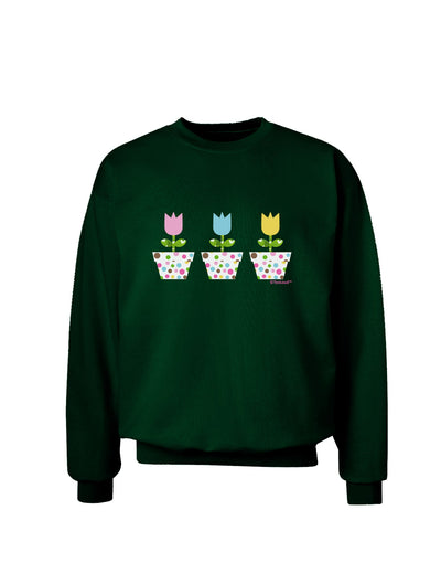 Three Easter Tulips Adult Dark Sweatshirt by TooLoud-Sweatshirts-TooLoud-Deep-Forest-Green-Small-Davson Sales