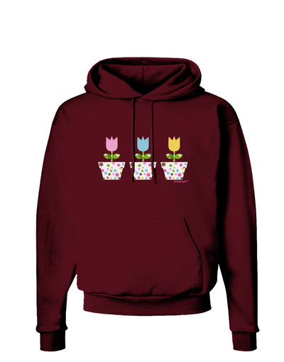 Three Easter Tulips Dark Hoodie Sweatshirt by TooLoud-Hoodie-TooLoud-Maroon-Small-Davson Sales
