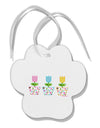 Three Easter Tulips Paw Print Shaped Ornament by TooLoud-Ornament-TooLoud-White-Davson Sales