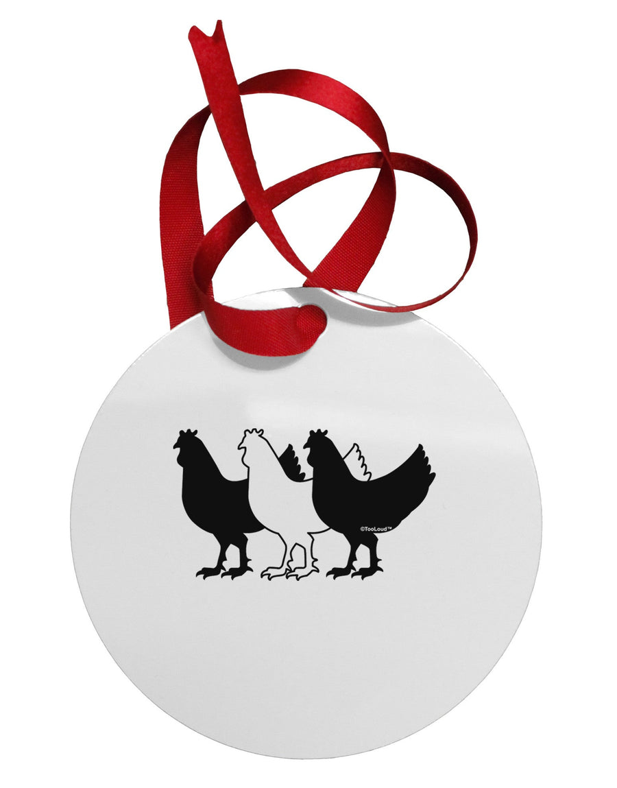 Three French Hens Circular Metal Ornament-Ornament-TooLoud-White-Davson Sales