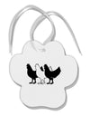 Three French Hens Paw Print Shaped Ornament-Ornament-TooLoud-White-Davson Sales