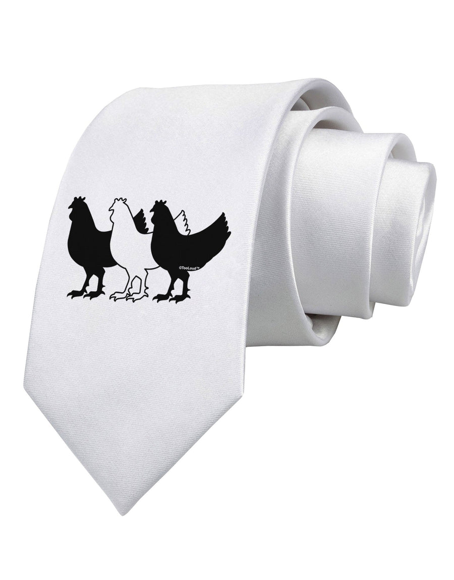 Three French Hens Printed White Necktie