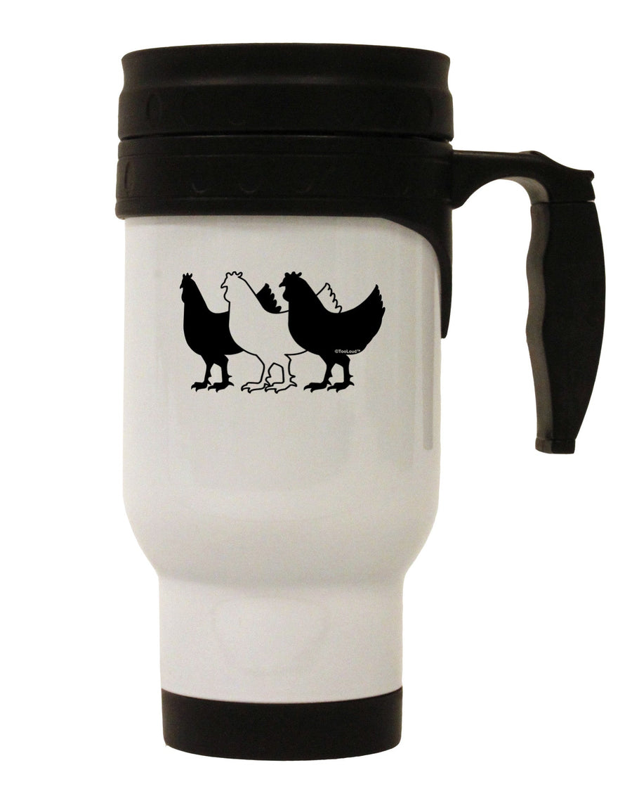 Three French Hens Stainless Steel 14oz Travel Mug-Travel Mugs-TooLoud-White-Davson Sales