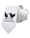 Three French Hens Text Printed White Necktie