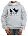 Three French Hens Text Youth Hoodie Pullover Sweatshirt-Youth Hoodie-TooLoud-Ash-XS-Davson Sales