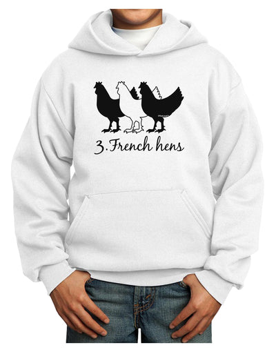 Three French Hens Text Youth Hoodie Pullover Sweatshirt-Youth Hoodie-TooLoud-White-XS-Davson Sales