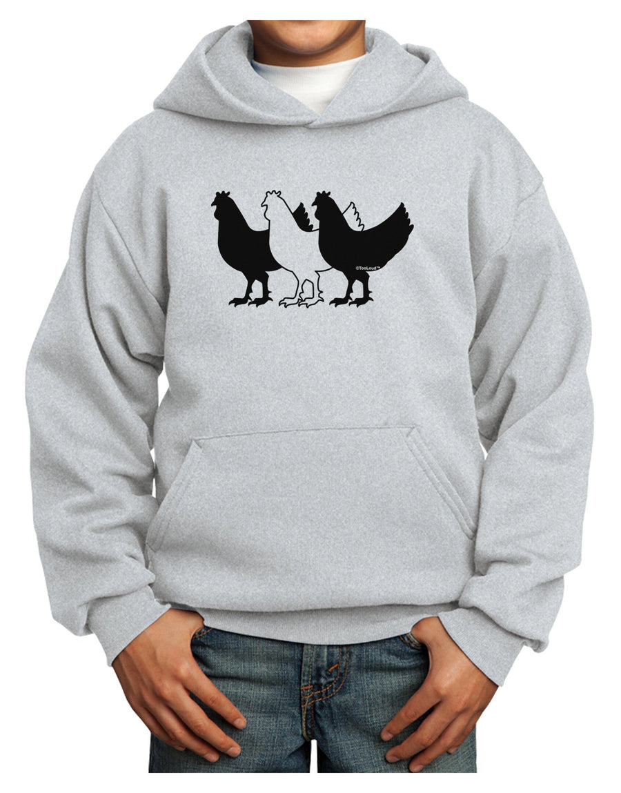 Three French Hens Youth Hoodie Pullover Sweatshirt-Youth Hoodie-TooLoud-White-XS-Davson Sales