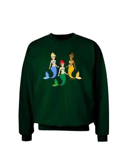 Three Mermaids Adult Dark Sweatshirt-Sweatshirts-TooLoud-Deep-Forest-Green-Small-Davson Sales