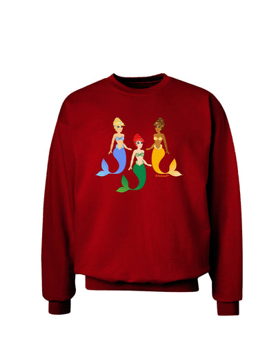 Three Mermaids Adult Dark Sweatshirt-Sweatshirts-TooLoud-Deep-Red-Small-Davson Sales