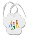 Three Mermaids Paw Print Shaped Ornament-Ornament-TooLoud-White-Davson Sales