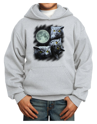 Three Owls and Moon Youth Hoodie Pullover Sweatshirt-Youth Hoodie-TooLoud-Ash-XS-Davson Sales