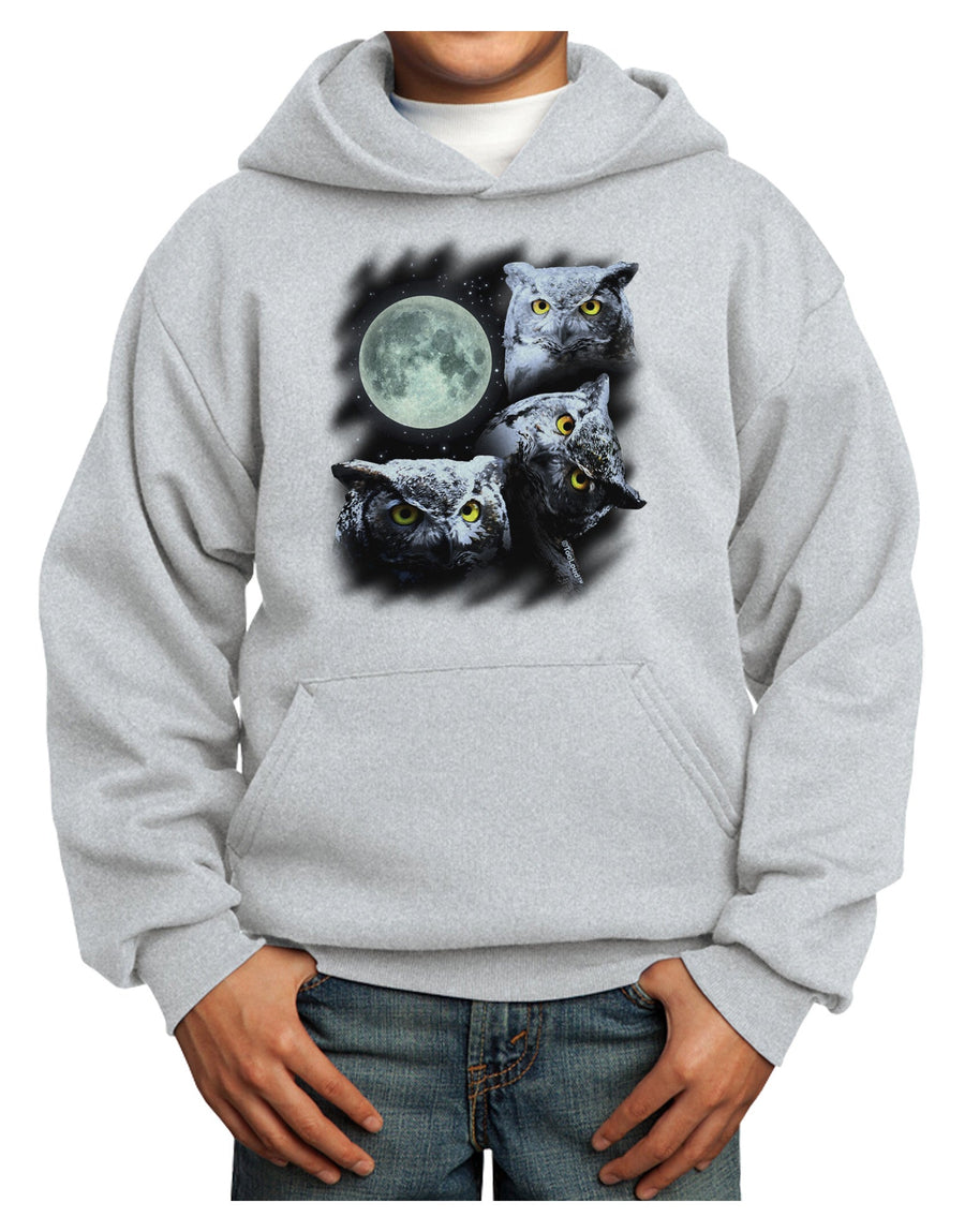 Three Owls and Moon Youth Hoodie Pullover Sweatshirt-Youth Hoodie-TooLoud-White-XS-Davson Sales