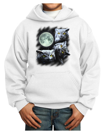 Three Owls and Moon Youth Hoodie Pullover Sweatshirt-Youth Hoodie-TooLoud-White-XS-Davson Sales