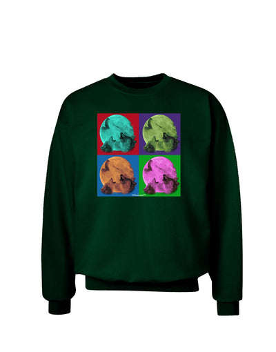 Three Wolves Howling - Pop-Art #1 Adult Dark Sweatshirt by TooLoud-Sweatshirts-TooLoud-Deep-Forest-Green-Small-Davson Sales