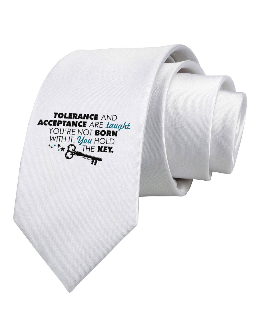 Tolerance And Acceptance Printed White Necktie