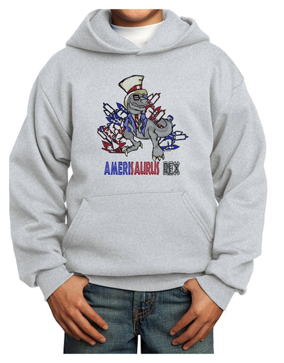 TooLoud AMERISAURUS REX Youth Hoodie Pullover Sweatshirt-Youth Hoodie-TooLoud-Ash-XS-Davson Sales