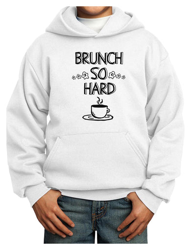 TooLoud Brunch So Hard Eggs and Coffee Youth Hoodie Pullover Sweatshirt-Youth Hoodie-TooLoud-White-XS-Davson Sales