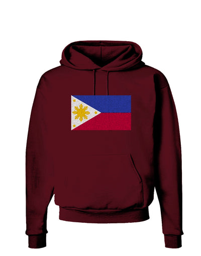 TooLoud Distressed Philippines Flag Dark Hoodie Sweatshirt-Hoodie-TooLoud-Maroon-Small-Davson Sales