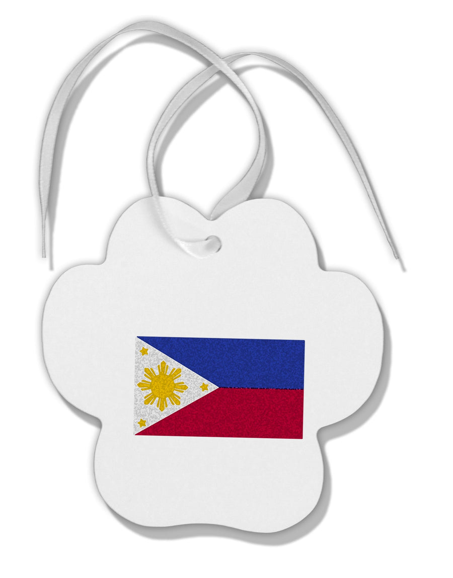 TooLoud Distressed Philippines Flag Paw Print Shaped Ornament-Ornament-TooLoud-Davson Sales