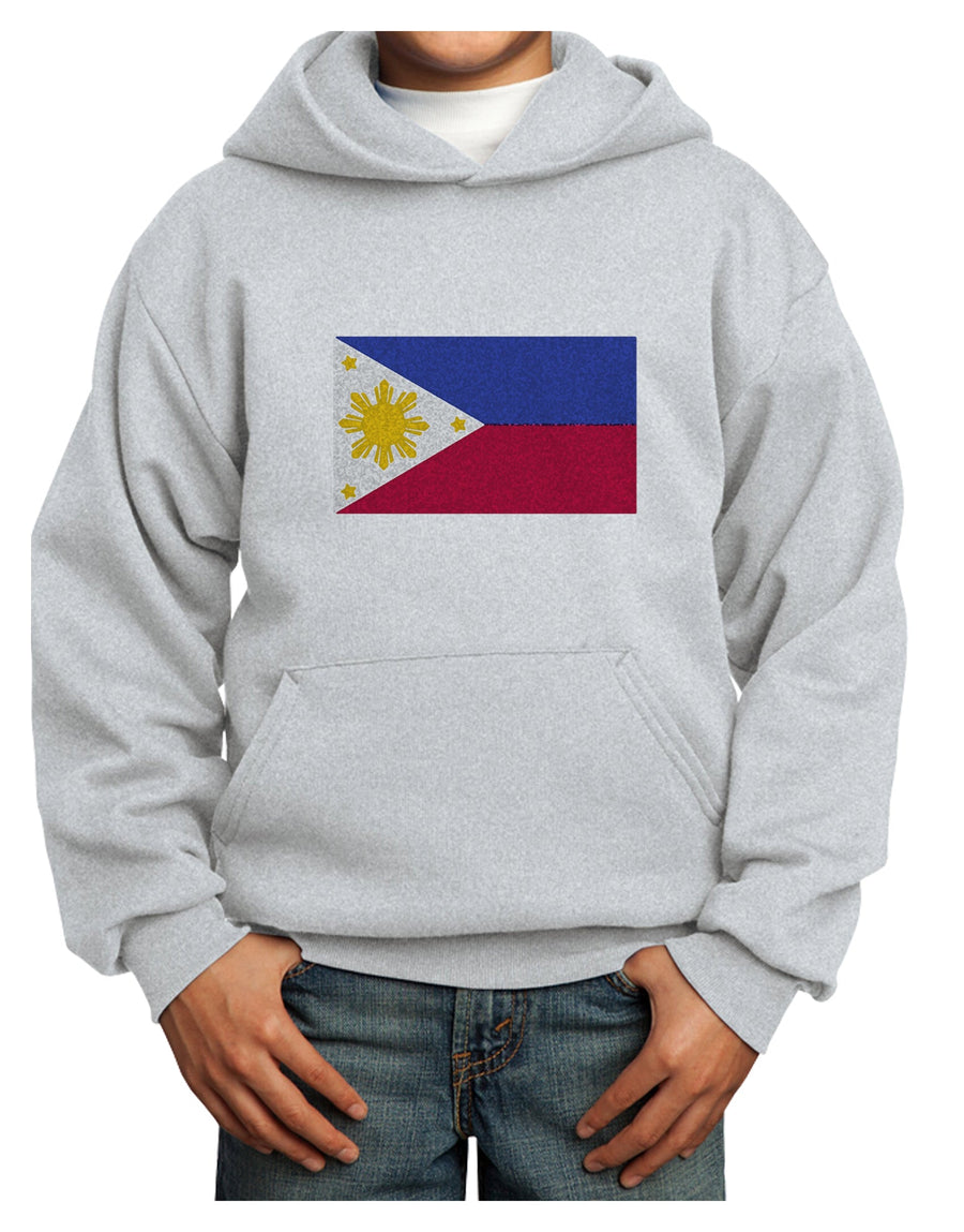 TooLoud Distressed Philippines Flag Youth Hoodie Pullover Sweatshirt-Youth Hoodie-TooLoud-White-XS-Davson Sales
