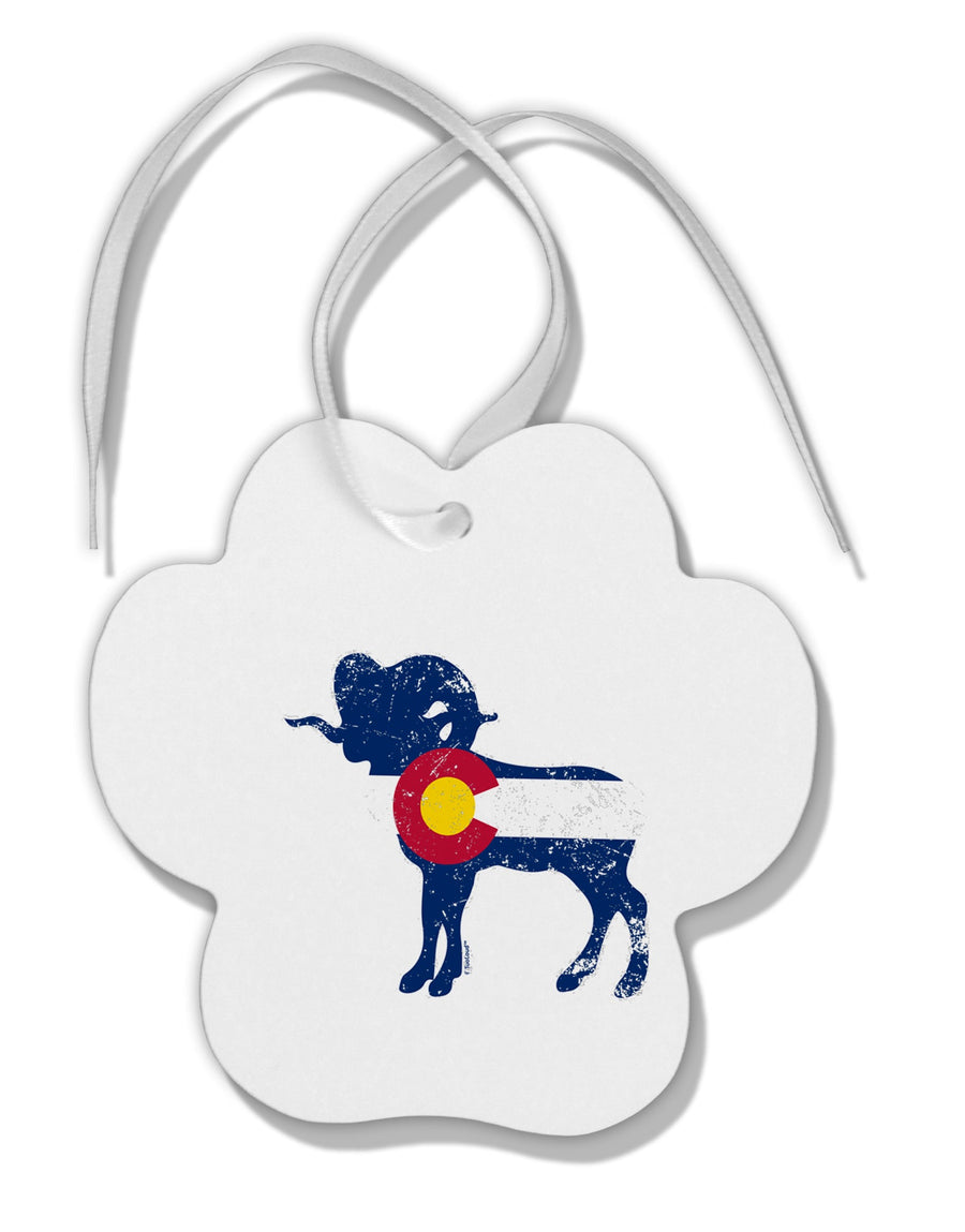 TooLoud Grunge Rocky Mountain Bighorn Sheep Flag Paw Print Shaped Ornament-Ornament-TooLoud-Davson Sales