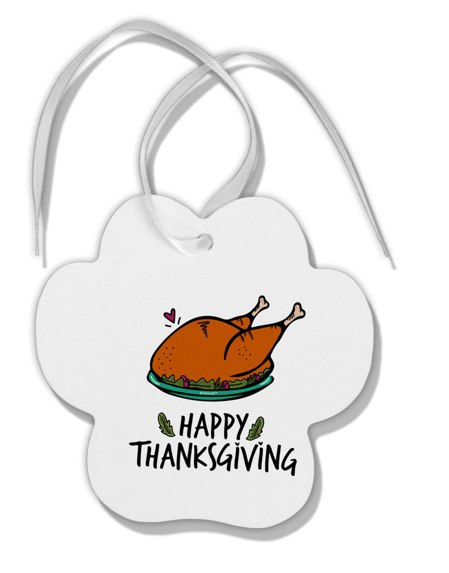 TooLoud Happy Thanksgiving Paw Print Shaped Ornament